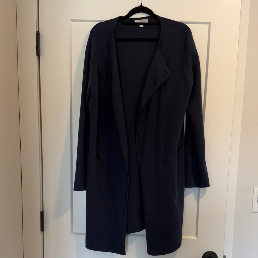J. Crew Navy Open-Front Trench Cardigan